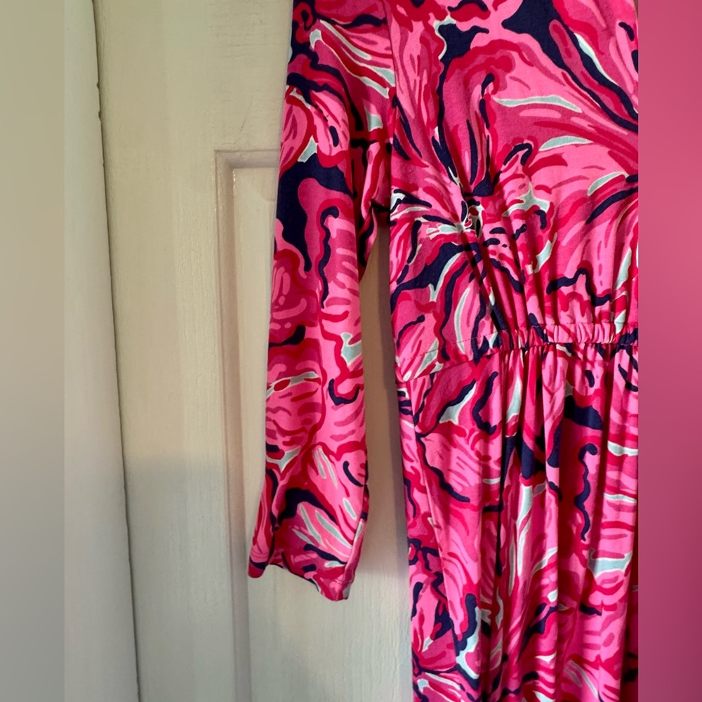 LILLY PULITZER “Alexandra” 3/4 Sleeve Pink Floral Dress - Picture 5 of 13